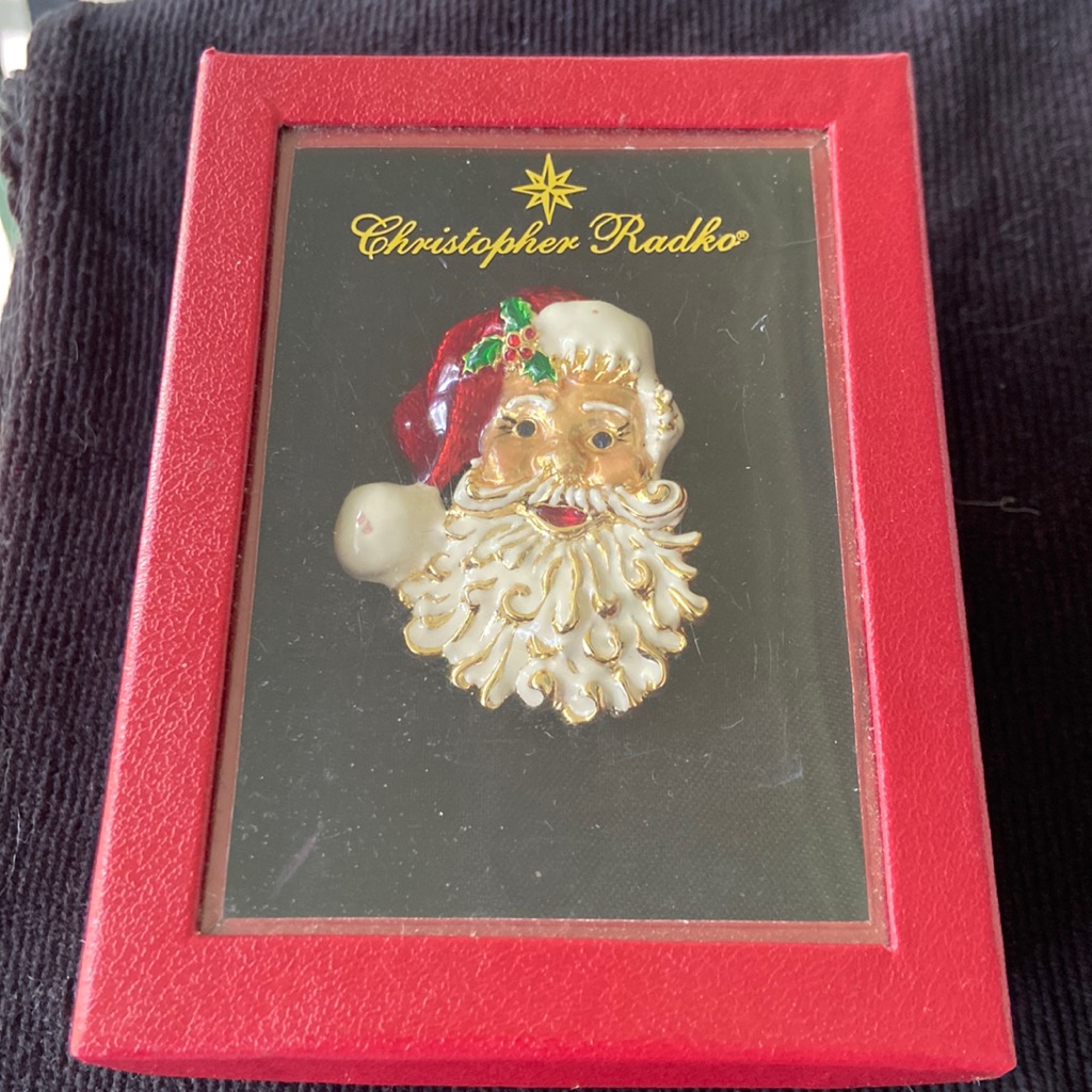 Christopher Radko Enamel Santa Claus Pin 30$
